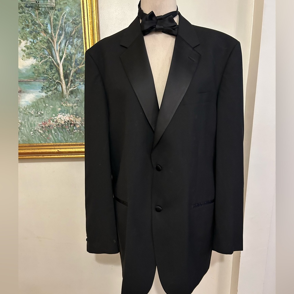 Geoffrey Beene Black Tuxedo Jacket & Trousers PB1 J size 44L T-W 42” R 12@ In 29